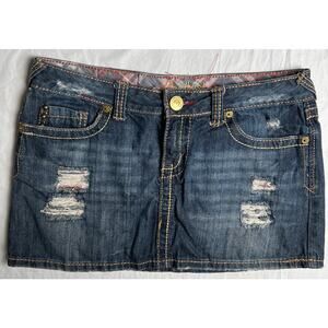 Y2K Amethyst Size 11 Women's Distressed Denim Jean Pocketed Skirt